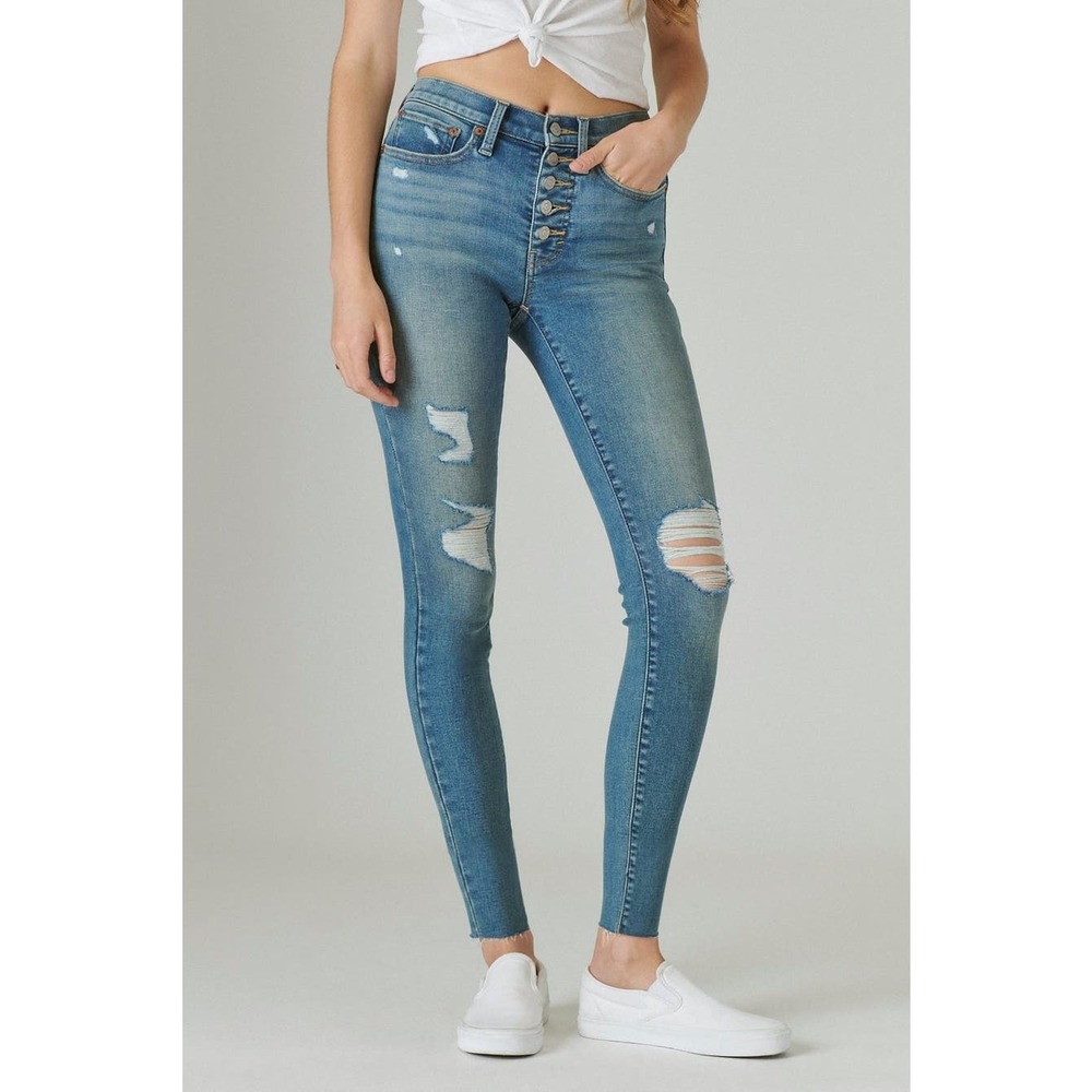 Lucky Brand High Rise Denim Mom Jean, Women's Size 4/27 Ankle - Blue